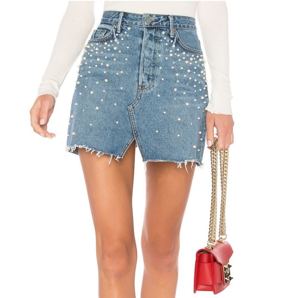 GRLFRND Milla Embellished A-Frame Skirt in Solstice